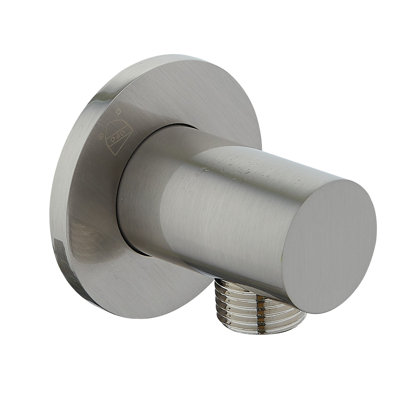 Dax Brass Round Hose Connector, Brushed Nickel
