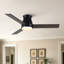 Ventilateur de plafond encastré moderne Homelover 48 po avec éclairage, profil bas, 6 vitesses, moteur CC silencieux et réversible-93866033