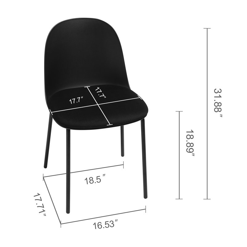 Chaise de salle à manger moderne avec coussin, pieds de peinture en poudre, chaises de cuisine de style Mid-Century pour salle à manger