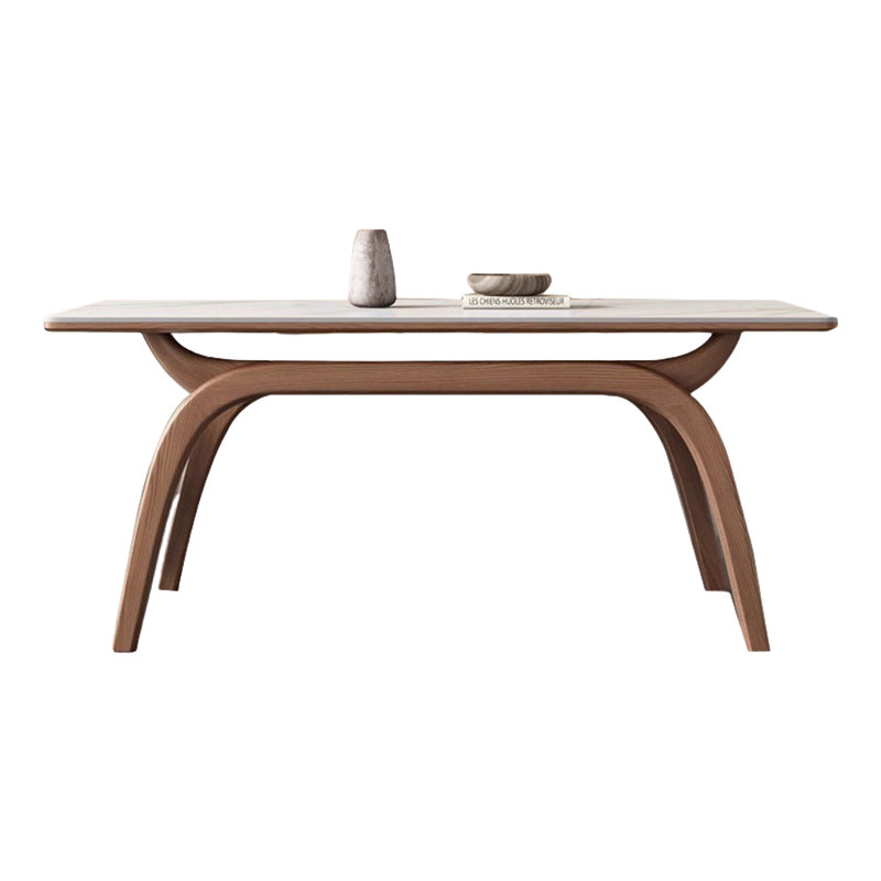 Simple Modern Rectangular Rock Slab Dining Table, 30.3"H x 70.8"L x 35.4"W