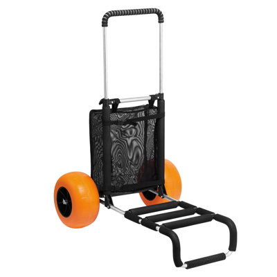 Folding Beach Dolly, 165 lbs Capacity, Aluminum Alloy Frame, 1 Piece, Utility Cart, Silver, 12" Balloon Wheels & Adjustable Height