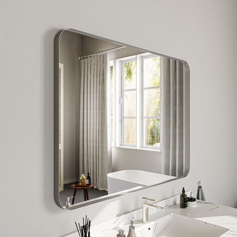 Miroir mural Tahleek, Argent, 48 po x 36 po