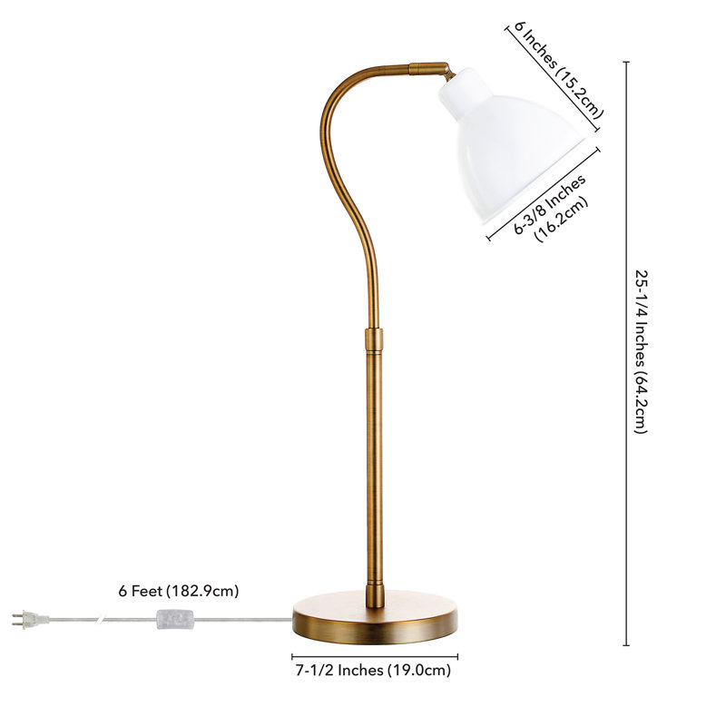 Vincent Metal Desk Lamp, Brass/White, Matte White