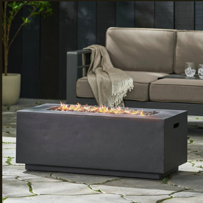 40" outdoor 40,000 BTU rectangular MgO concrete propane fire pit, lid not included