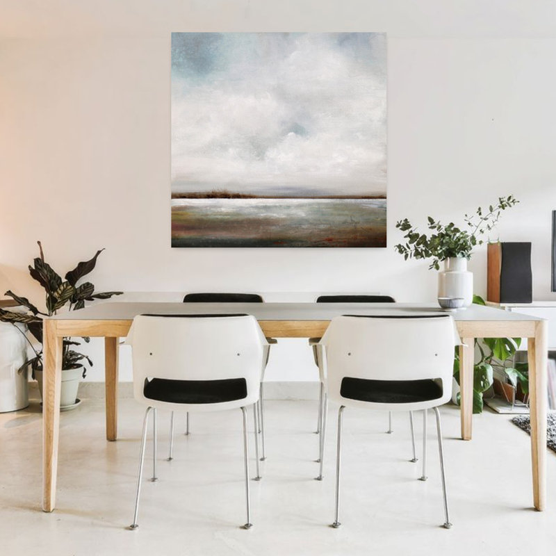 Douce brise, art abstrait de paysage côtier, H 36 po x l 36 po