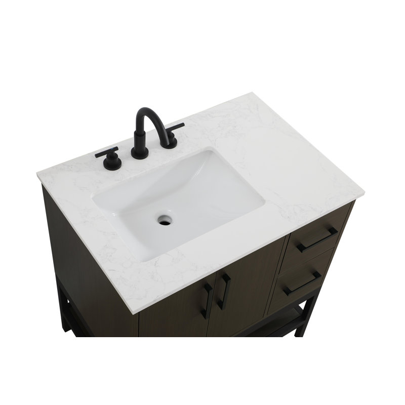 32 inch Single Bathroom Vanity, Mocha Brown