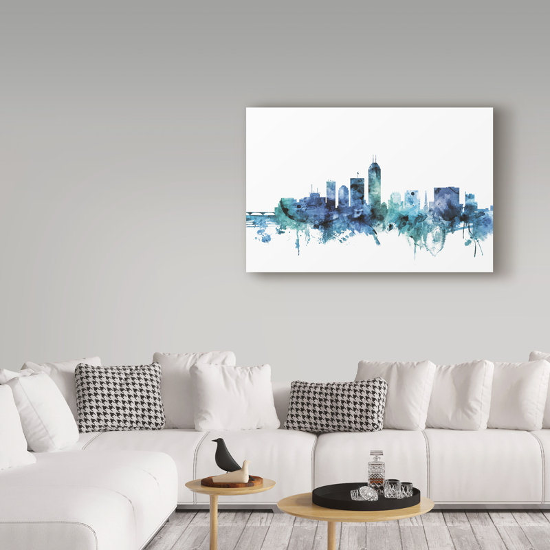 « indianapolis indiana blue blue horizon », reproduction d’impression sur toile tendue, H 22 po x l 32 po x P 2 po