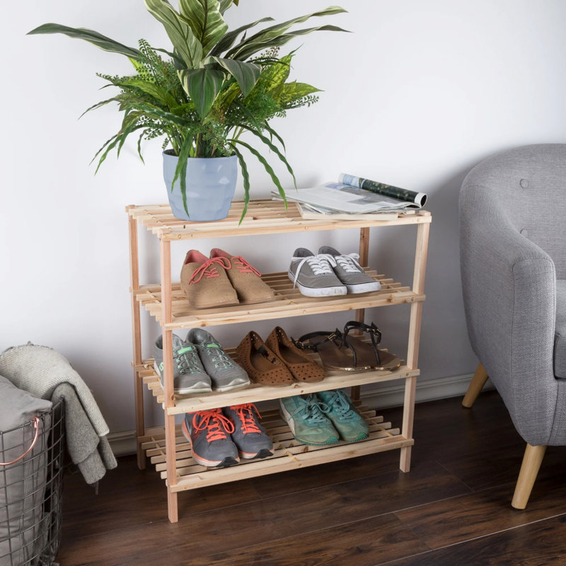 Étagère à chaussures en bois à 4 niveaux pour garde-robe, salle de bain, vestibule Lavish Home