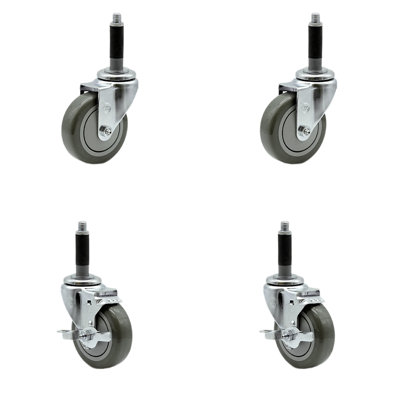 4 Piece Polyurethane Expanding Caster Set with 2 Brakes -  Service Caster, SCC-EX20S414-PPUB-2-TLB-2-MTG40