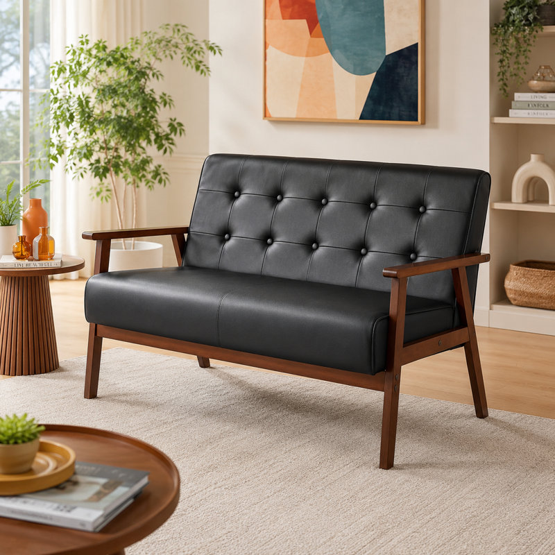 Canapé 2 places Mid-Century, Noir