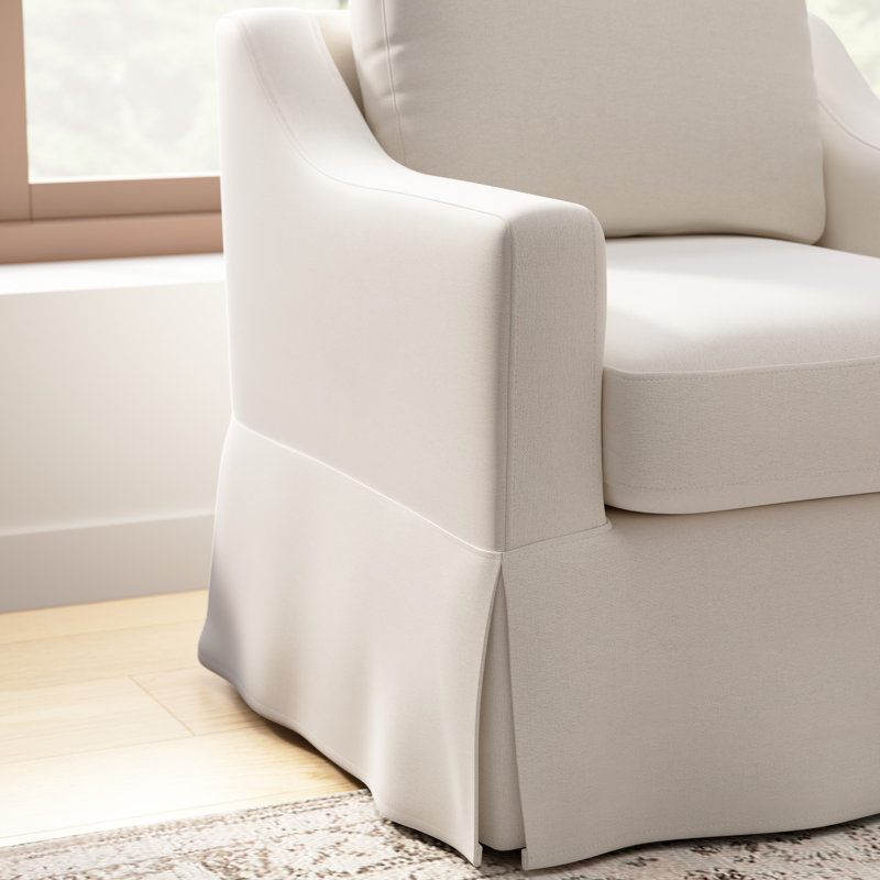Fauteuil d'appoint pivotant avec housse, Ivoire ivoire