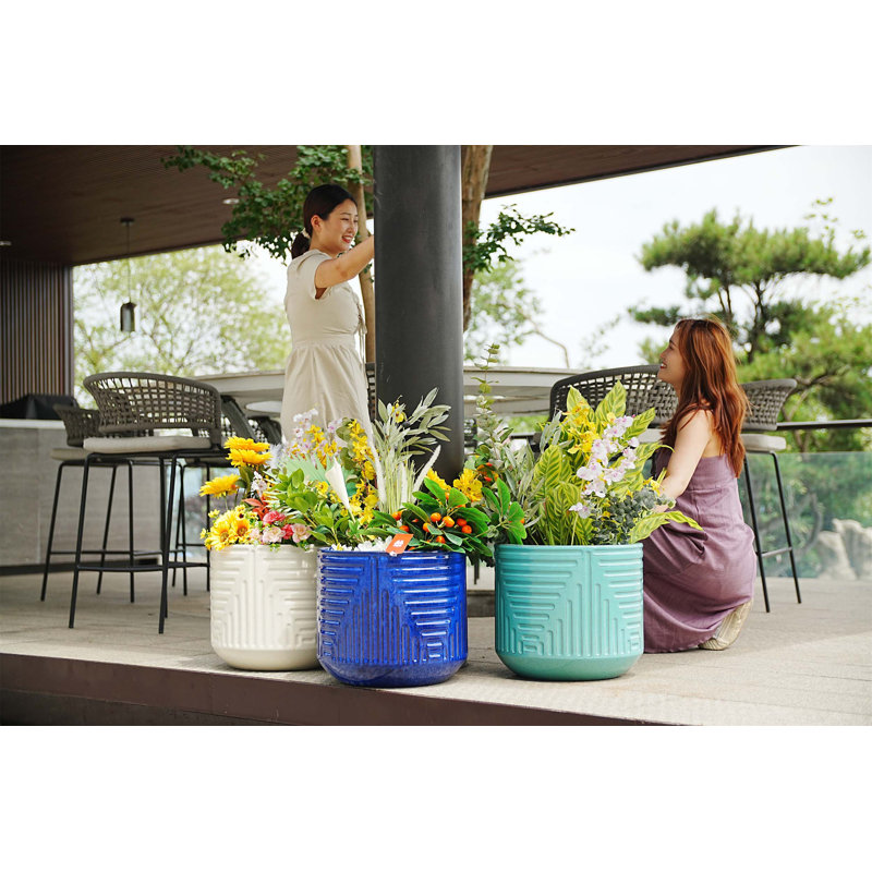 High-quality ceramic flower pots, Cyan