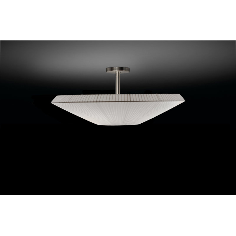 Siam 6 - Light Semi Flush Mount, White Translucent Ribbon