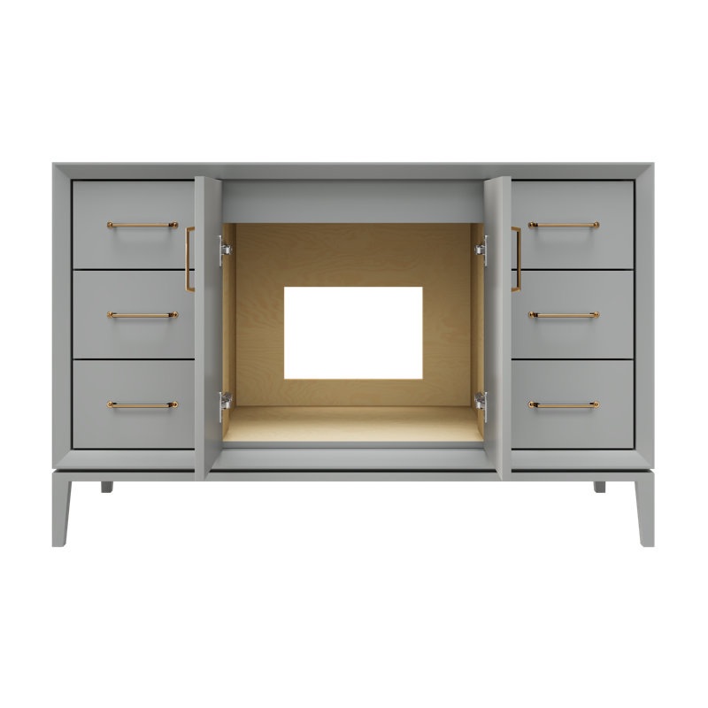 Alexandra Single Extra Wide Bath Vanity, Platinum Gray, 54", Satin Gold