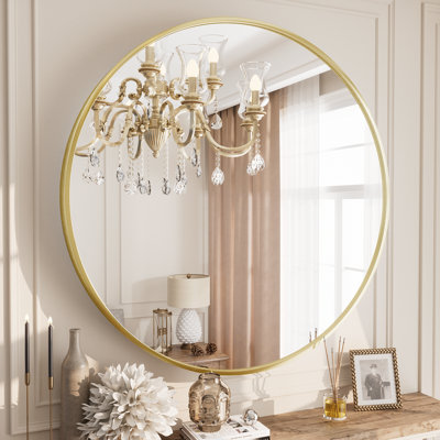 Molly Easy French Cleat Mounting Metal Alloy Wall Round Vanity And Dresser Bathroom Mirror