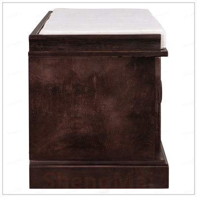 Multifunctional Storage Bench with 2 Drawers, 2 Cabinets, and Removable Cushion for Entryway and Living Room