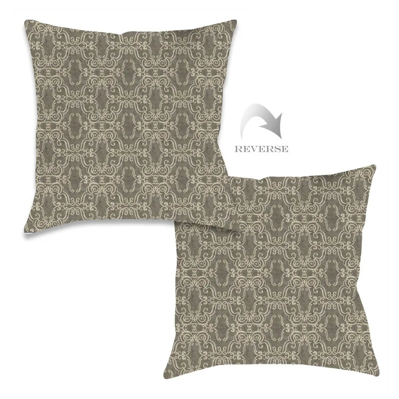 Scrollwork Geometric Outdoor Throw Pillow