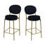 Ensemble de 2 tabourets de bar modernes en velours avec pieds en métal dorés et tabourets de comptoir ronds pour îlot de cuisine, bar personnel (noir)-205734290