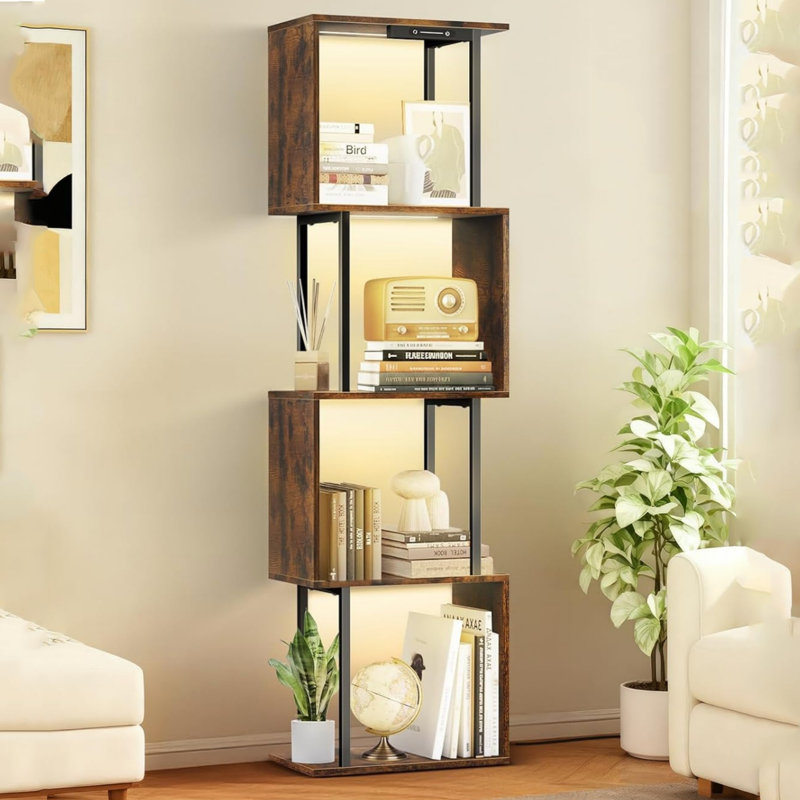 135cm H x 38cm W Metal Bookcase, Brown