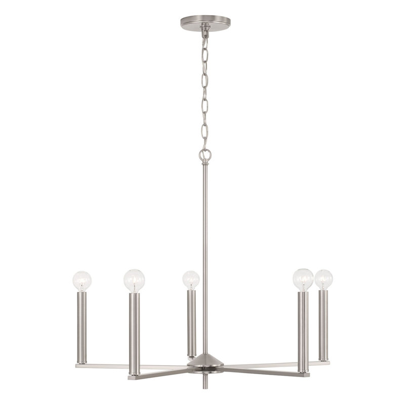 Ivanya 5 - Light Dimmable Modern Linear Chandelier, Brushed Nickel