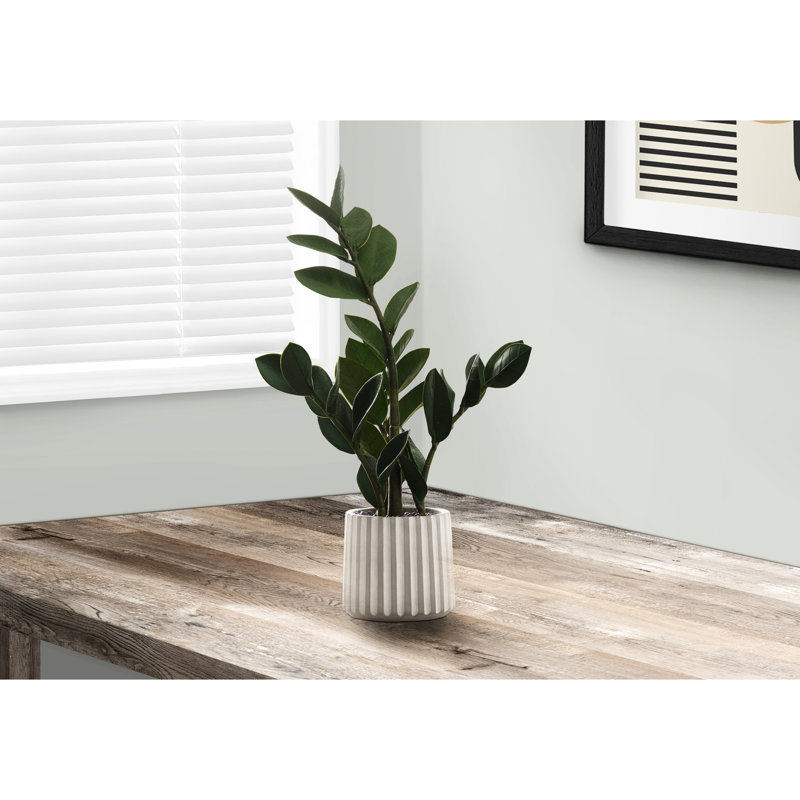 20 po de hauteur plante artificielle Zz en pot de ciment gris, plante décorative d'intérieur avec effet de verdure