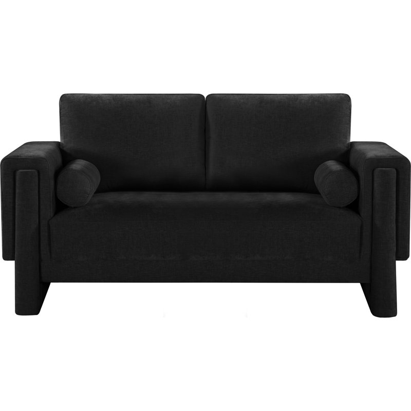 Ivanio Upholstered 65'' Loveseat, Black Chenille Fabric