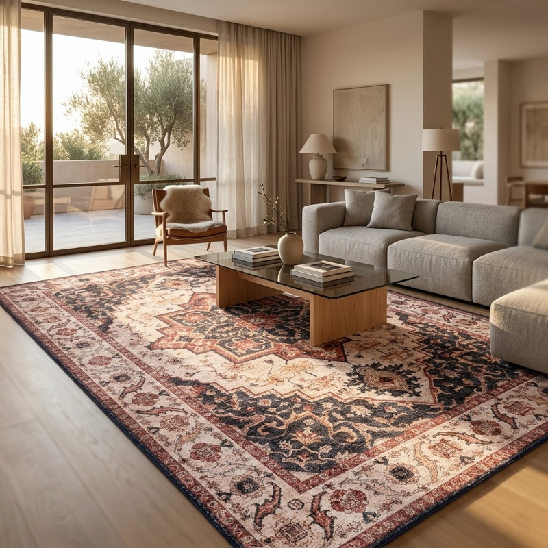 Rectangle 200 cm x 290 cm Oriental Cotton Area Rug