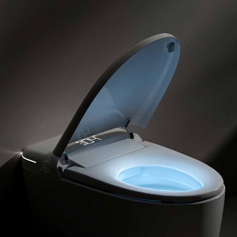 Madrid Smart Toilet Bidet in White with LED Display,Remote, Blackout Flush, Off-Seat Auto Flush, Heated Seat and Warm Air Dryer