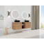 Meuble-lavabo mural 60 po avec lavabo d'art en céramique et 1 tablette de rangement, porte à fermeture en douceur, emballage KD, contreplaqué