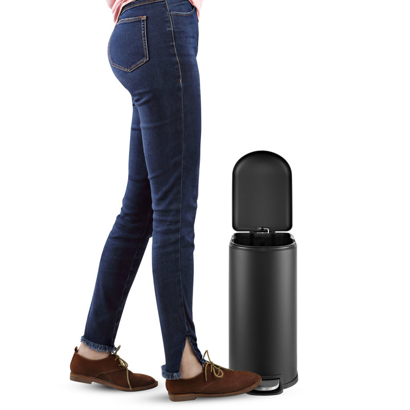 Poubelle à pédale en acier Roland, Noir, 2,64 gallons