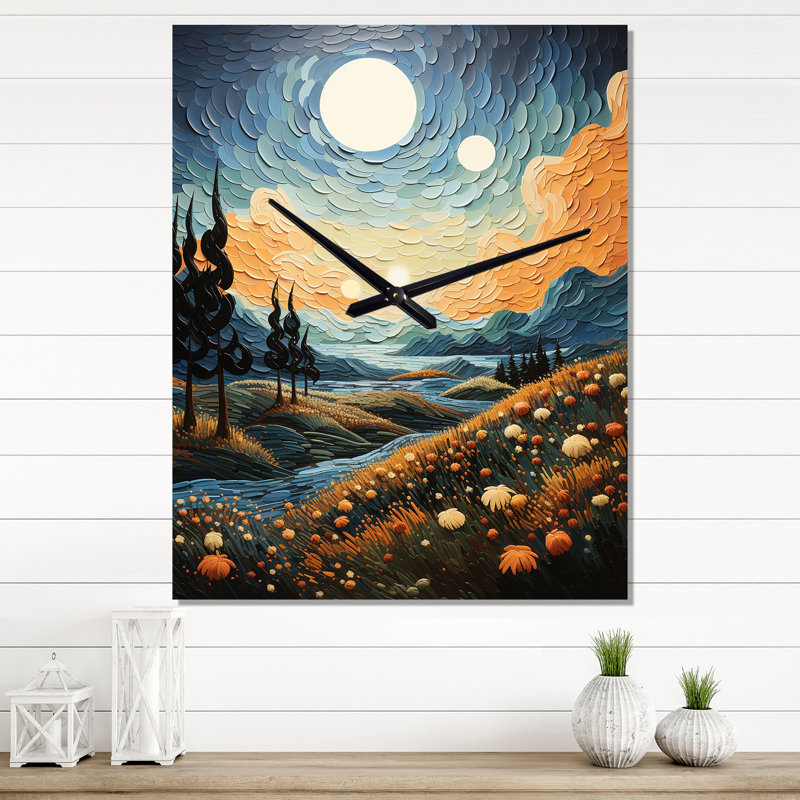 Horloge murale moderne Vangogh Wheatfield avec cyprès - Vangogh, Grand