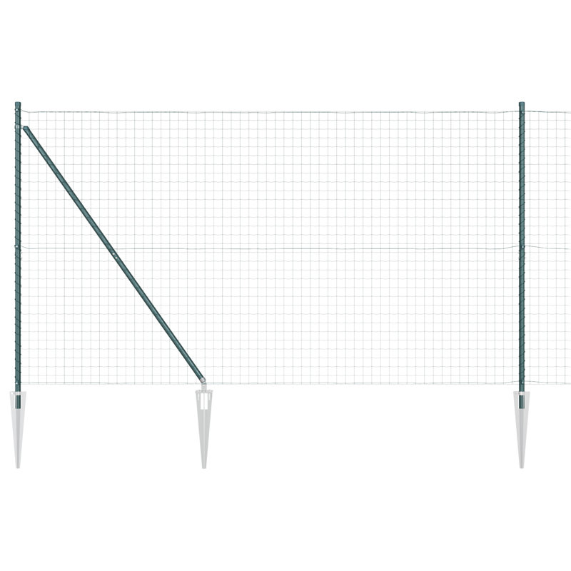 Vidaxl Welded Wire Fence With 7 Spike Posts Steel, Green, 150cm H x 1000cm W