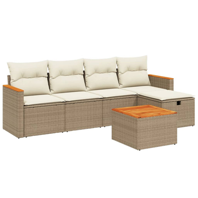 Ensemble de canapé de jardin en rotin PE beige, acier thermolaqué, bois d'acacia Vidaxl