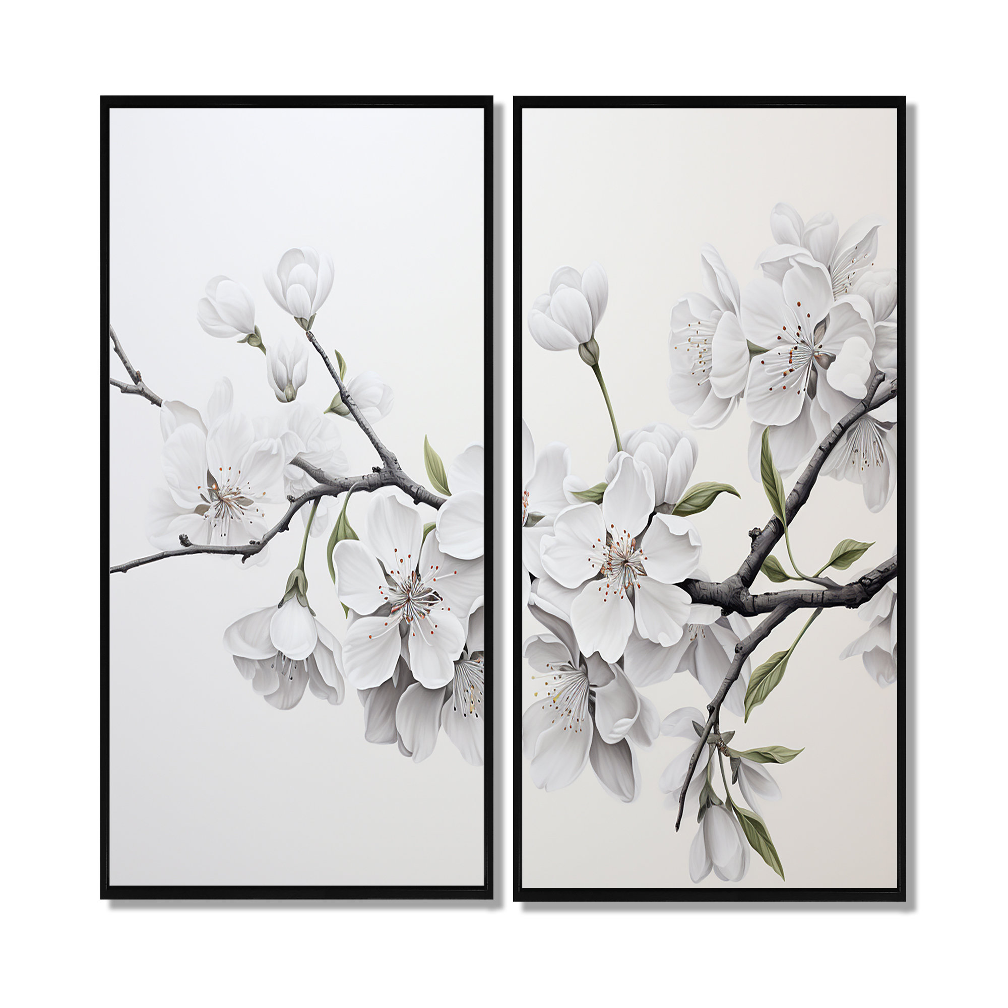 Lark Manor™ Minimalism White And Grey Cherry Blossom II - White Wall ...