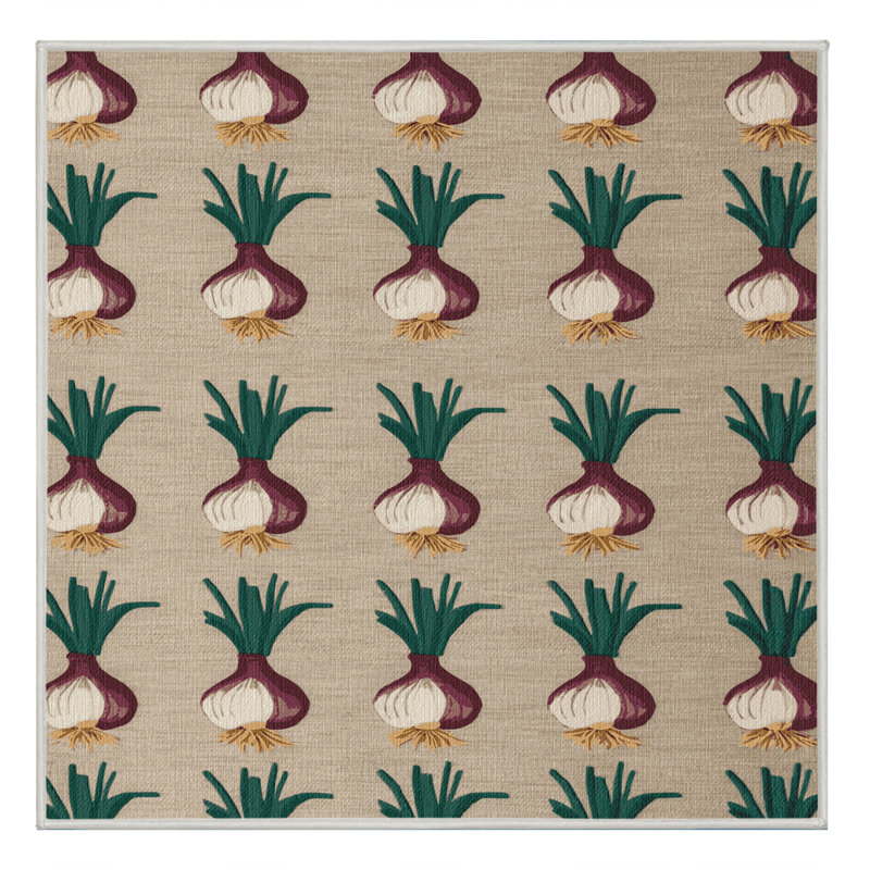  Tapis lavable avec légumes et échalotes, Carré 4 pi
