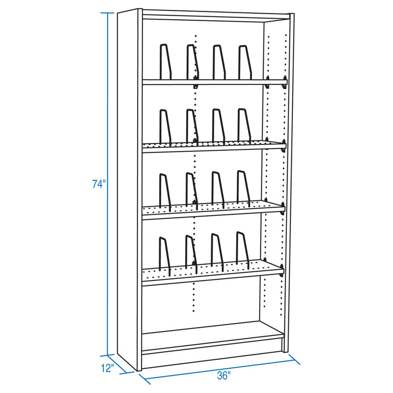 Library Bookcase, Medium Oak, Walnut, 74" H x 35" W x 23" D