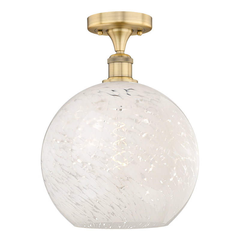 Edison - Adreann - Plafonnier semi-encastré 1 lumière, Laiton brossé, H 13,63 po x l 12 po x P 12 po
