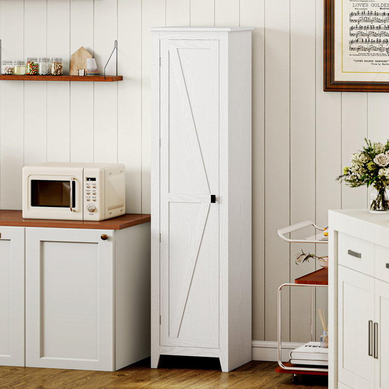 Garde-manger 67 po, armoire de rangement avec porte de grange , Blanc