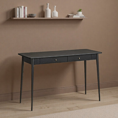 Black Double Drawer Rubberwood Writing Desk