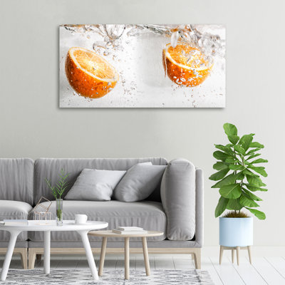 Oranges Under Water - No Frame Print on Canvas