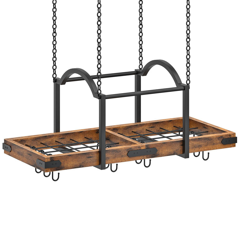 Metal，Manufactured Wood Oval Hanging Pot Rack