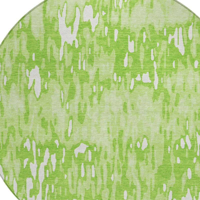 Tapis intérieur lavable rayé rond 8 pi vert lime