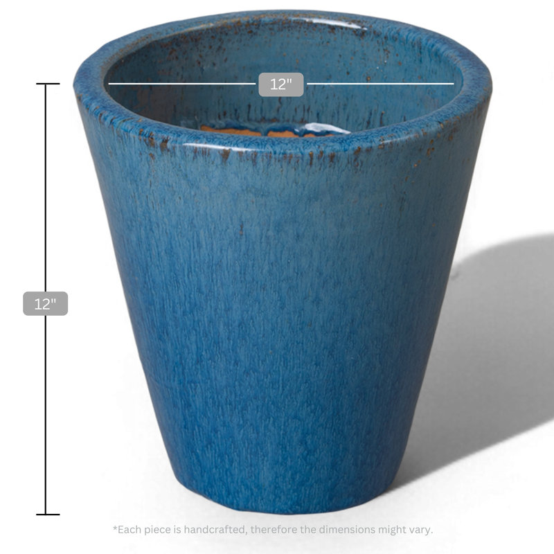 Lowden Handmade Ceramic Planter, Blue, 12" H x 12" W x 12" D