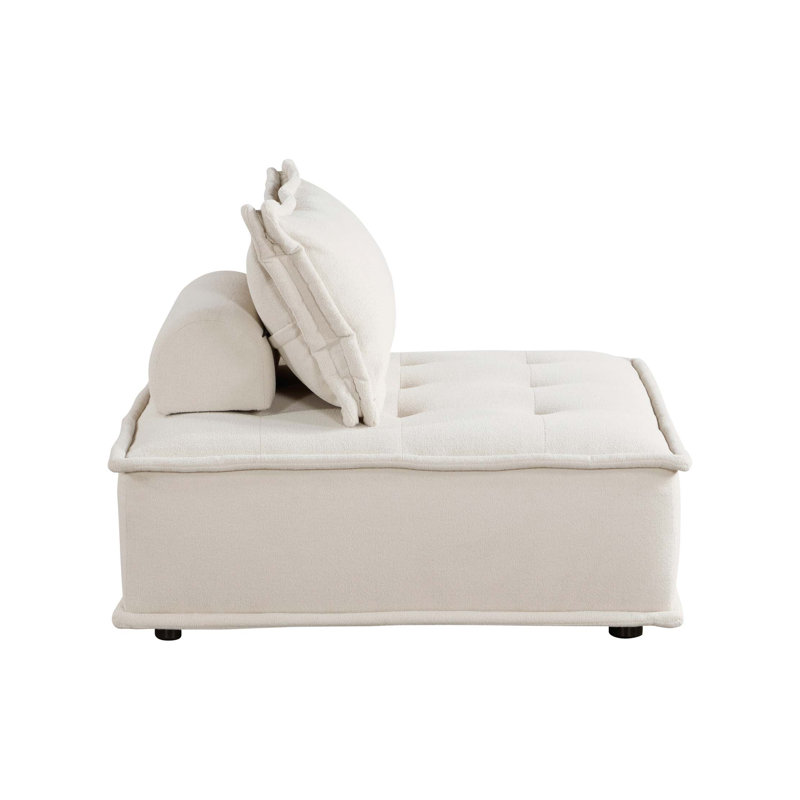 Chaise d'appoint capitonnée avec coussin de traversin en tissu massif 1pc