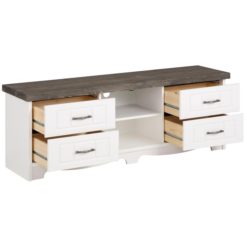 Unfinished TV Stand for TVs up to 65", White/Grey