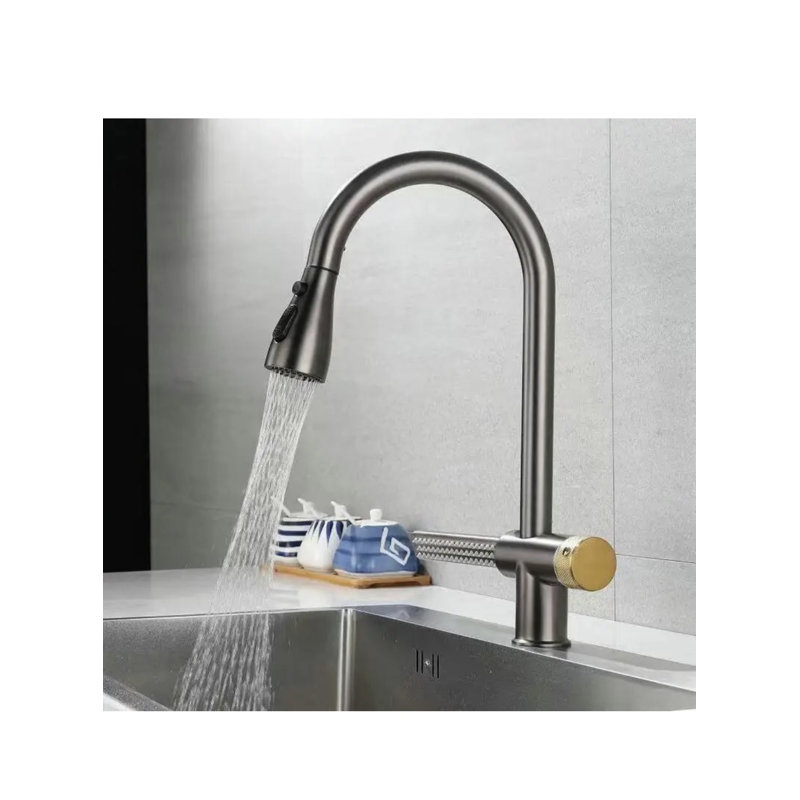 AvaMalis Pull Out Kitchen Faucet, Gunmetal Gray