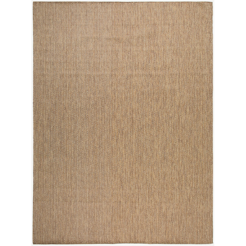 Remmie Black Modern Indoor/Outdoor Rug, Rectangle 10' x 14', Natural