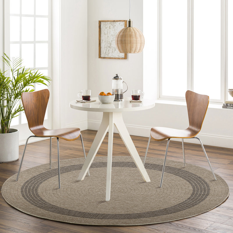 Stockett RoundBoho Jute-Look Beige Brown Area Rug, Round 100cm
