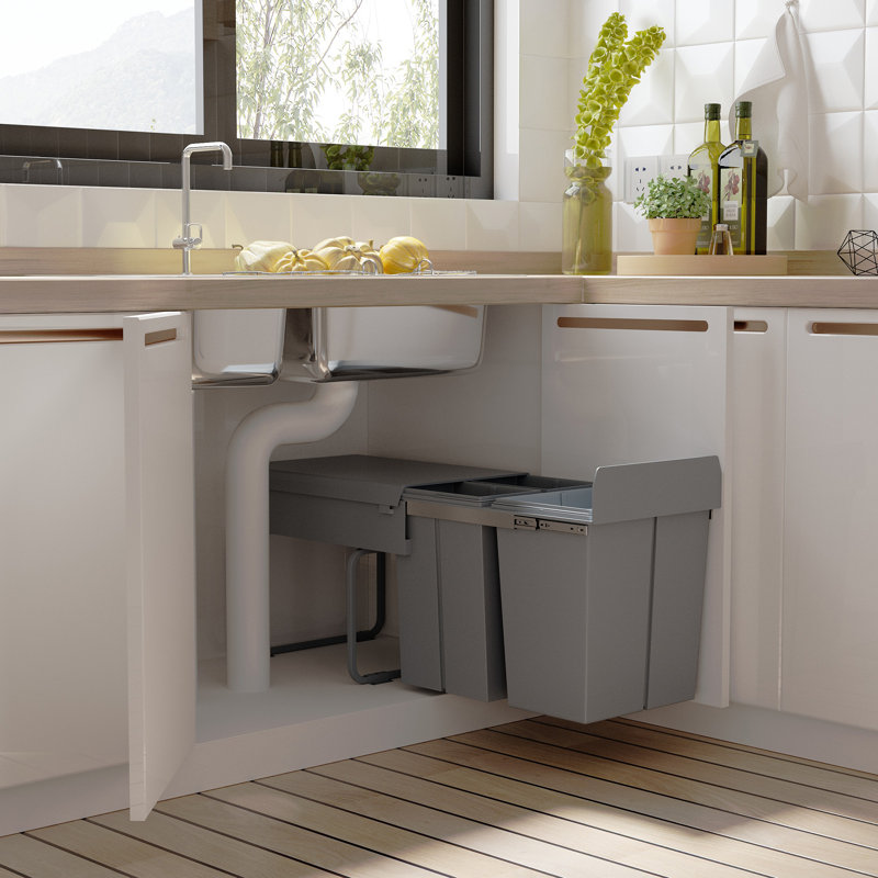 Poubelle escamotable 10,6 gallons, poubelle de cuisine avec 3 compartiments