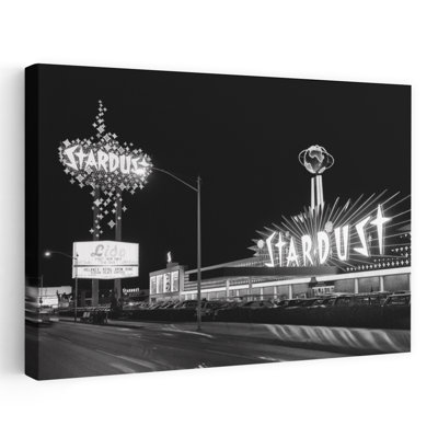 Scène de nuit des années 1960 du casino Stardust, Las Vegas, Nevada, États-Unis, rétro, art urbain rétro vintage